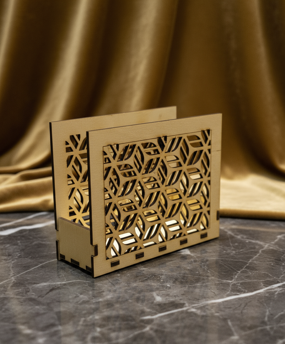 Egyedi lézervágott fa szalvétatartó